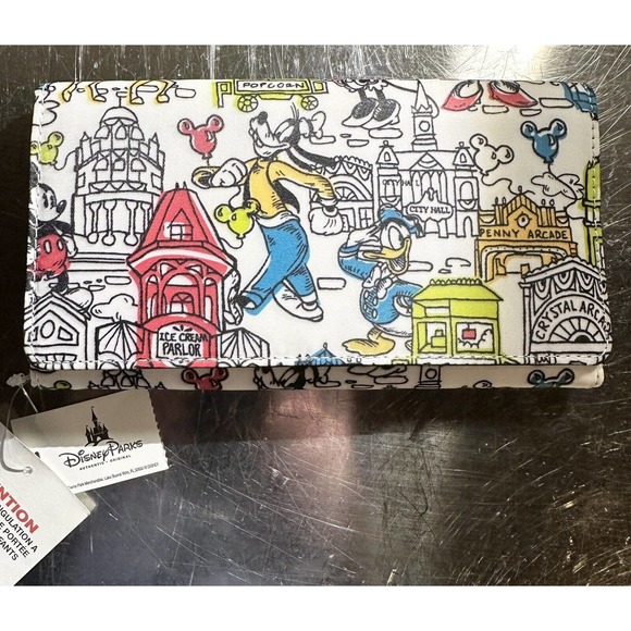 Disney long wallet Mikey Mouse Donald Duck Goofy character purse Credit Card ID - Picture 3 of 7
